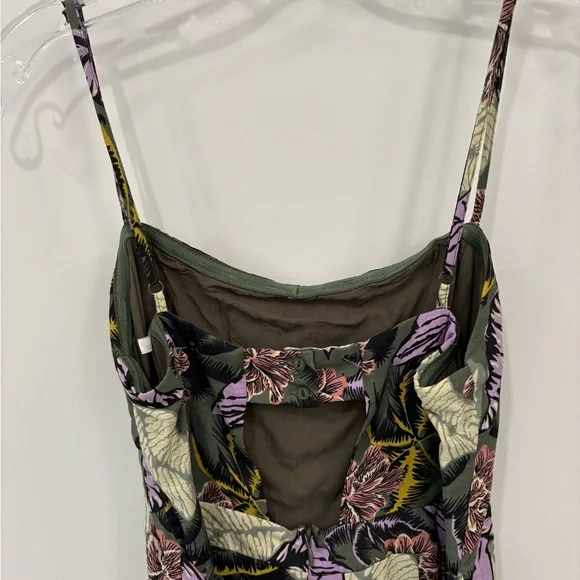 Lush Purple Green Tropical Front Tie Jumpsuit Size Medium - Picture 6 of 12